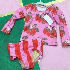 NWT Pink Chicken rash guard set in pink wild strawberries
